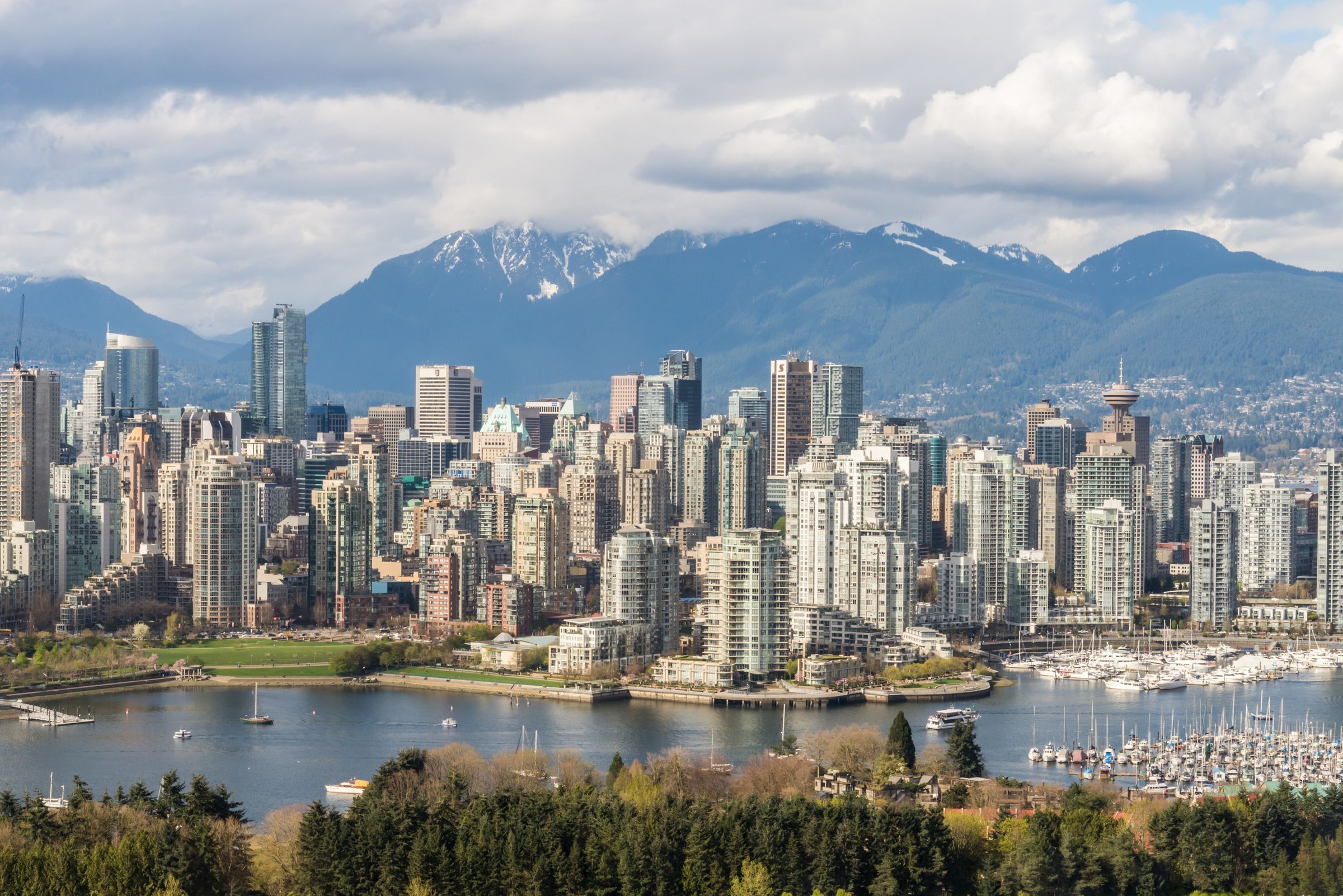 Downtown Vancouver skyline with the North Shore mountains behind